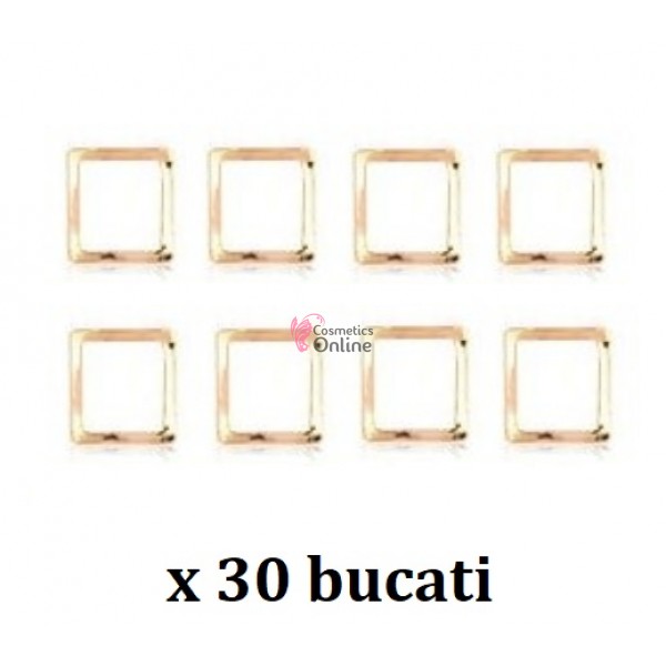 Decoratiuni 3D Metalice Aurii pentru unghii Cod 3005 Patrat